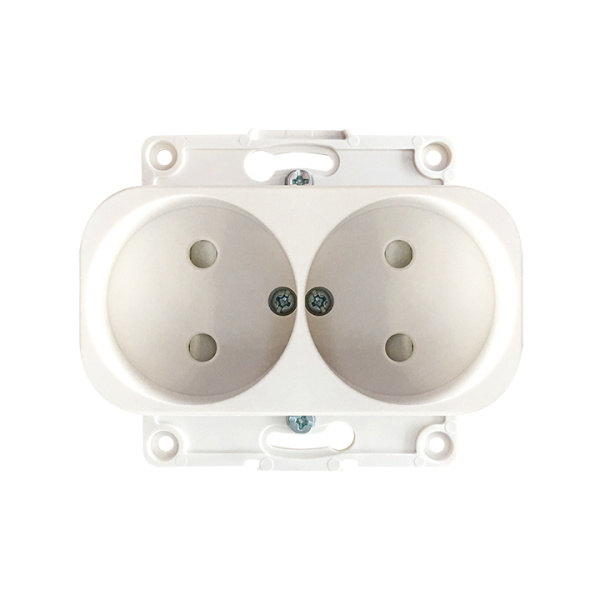 Стокгольм Механизм Розетки 2-местной б/з 10А белый с защ, штор, EKF