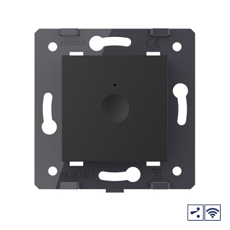 Одноклавишный проходной сенсорный выключатель Module с радиоупр., цвет черный (механизм) Livolo