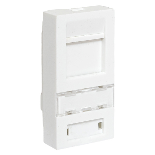 Вставка розеточная TERACOM PRO 45x22,5мм формат Mosaic на 1 модуль Keystone со шторкой и маркером белая EKF