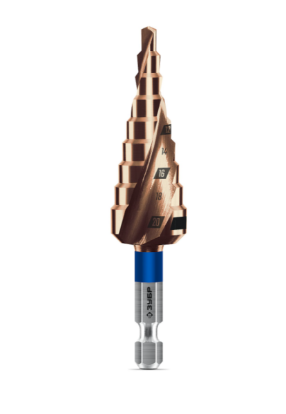 Сверло ступенчатое 4-20мм, 9 ступеней, винтовая проточка, Кобальт, серия Профессионал ЗУБР