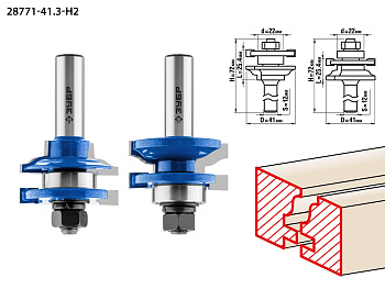 41,3x23мм, хвостовик 12мм, Набор фрез рамочных №1 ЗУБР