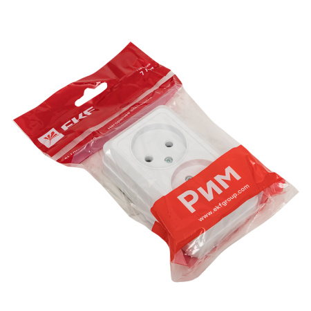 Рим Розетка 2-местная 10А без заземления белая EKF Рим Розетка 2-местная 10А без заземления белая EKF