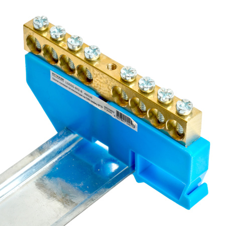 Шина "N" на изоляторе STEKKER 8*12 на DIN-рейку 8 выводов, синий, LD555-812-8