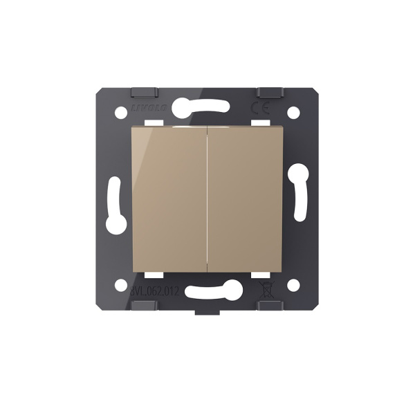 Двухклавишный механический выключатель, цвет золотой (механизм) Livolo