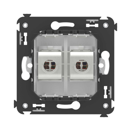 Компьютерная розетка RJ-45 без шторки в стену, кат.5e двойная экранированная, "Avanti", "Белое облако" DKC