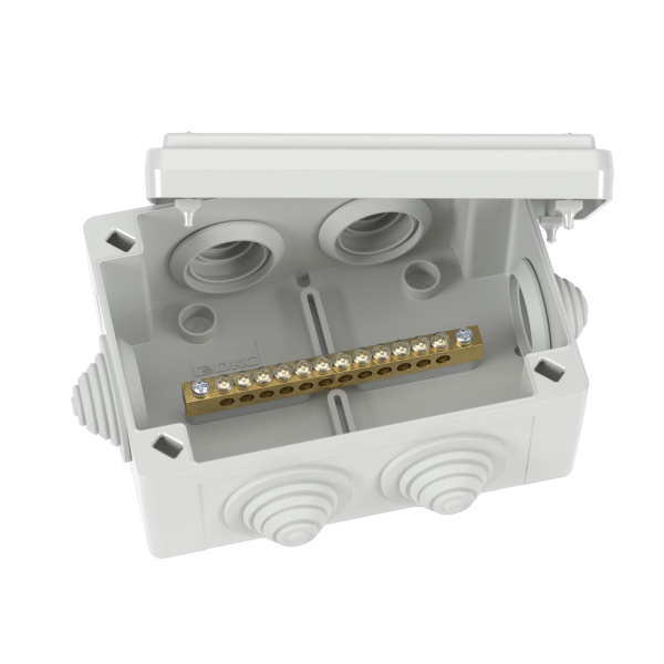 Коробка уравнивания потенциалов, 12 зажимов, 6 вводов д.25мм,120х80х50мм, IP55 DKC
