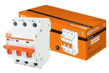 Выключатель автоматический ВА МОД ВА47-29 3П 25А 4,5кА D TDM