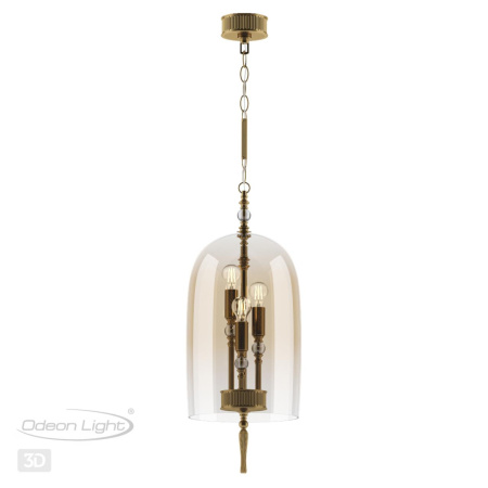 Подвес E14 3*40W BELL бронзовый с патиной/"коньячный"/стекло ODEON LIGHT