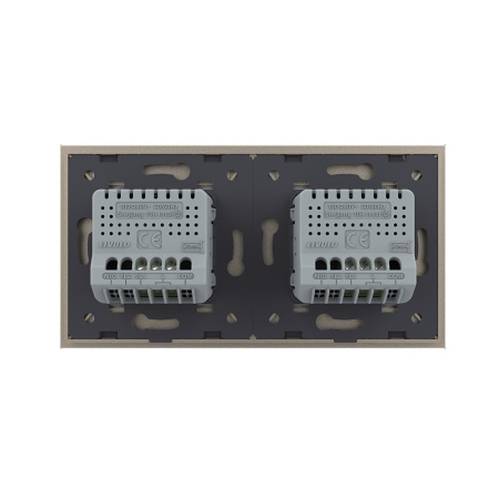 Сенсорный выключатель 2 клавиши (1-1), 2 поста, цвет шампань Livolo