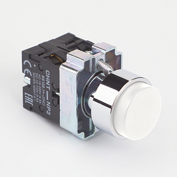 Кнопка управления NP2-BL15 без подсветки, белая, 1НО+1НЗ, IP40 (R) CHINT