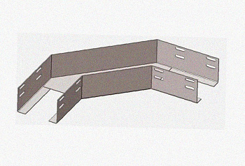 Лоток угловой глухой КГГ 200х65-90 УХЛ2,5 поворот на 90, оцинкованный лист S1,2