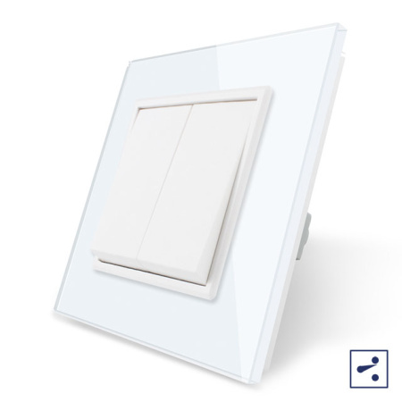 Механический проходной выключатель 2 клавиши Белый Livolo