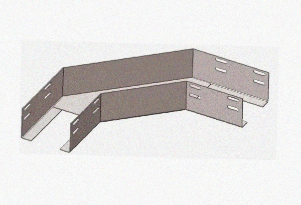 Лоток угловой глухой КГГ 200х65-90 УХЛ2,5 поворот на 90, оцинкованный лист S1,2