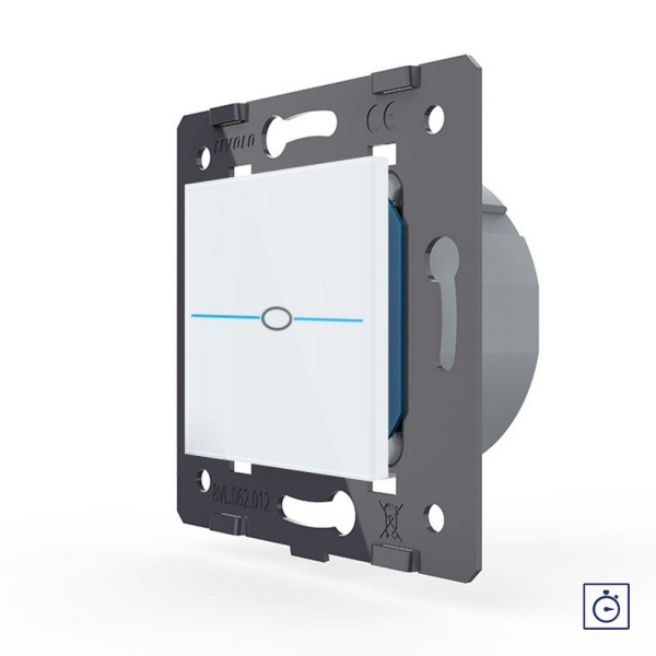 Одноклавишный сенсорный выключатель с таймером Quadro, цвет белый (механизм) Livolo