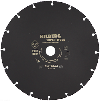 Диск карбид вольфрамовый отрезной 230*22,23 Super Wood 530230 Hilberg