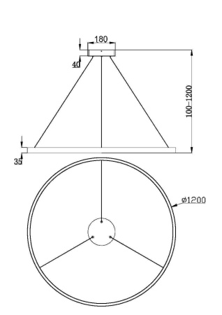 Подвесной светильник 1*LED 81Вт Латунь IP20 Rim MOD058PL-L65BS3K Maytoni