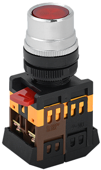 Кнопка ABLF-22 красный d=22мм неон/240В 1з+1р IEK