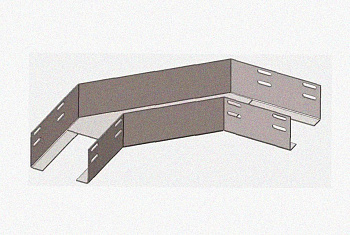 Лоток угловой замковый глухой КГЗГ 300х110-90 УХЛ1 поворот на 90, оцинкованный лист, S1,5