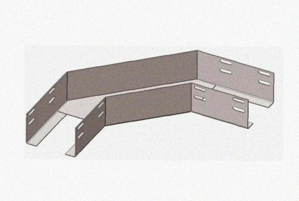 Лоток угловой замковый глухой КГЗГ 300х110-90 УХЛ1 поворот на 90, оцинкованный лист, S1,5