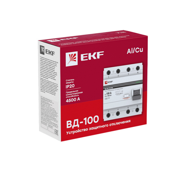 Устройство защитного отключения ВД-100 УЗО 4П 32А (электромеханическое) 4,5кА 100мА PROxima EKF Устройство защитного отключения ВД-100 УЗО 4П 32А (электромеханическое) 4,5кА 100мА PROxima EKF