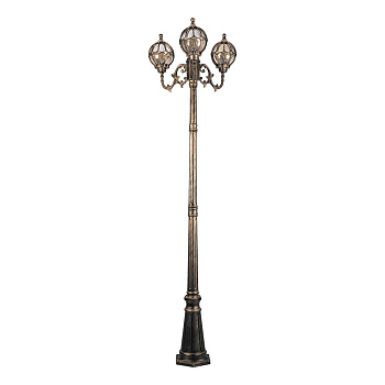 Светильник садово-парковый Feron PL3709 круглый, столб 3*60W 230V E27, черное золото