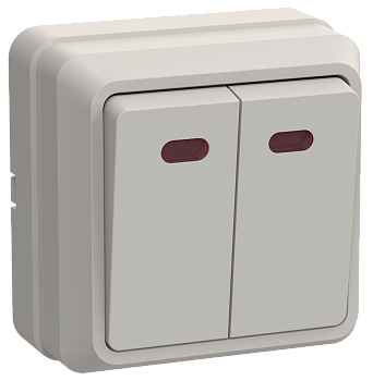 Выключатель 2-клавишный ОУ с индикацией ВС20-2-1-ОКм 10А ОКТАВА кремовый IEK