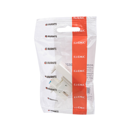 Компьютерная розетка RJ-45 модульная, кат.6, "Avanti", "Белое облако", 1 модуль DKC