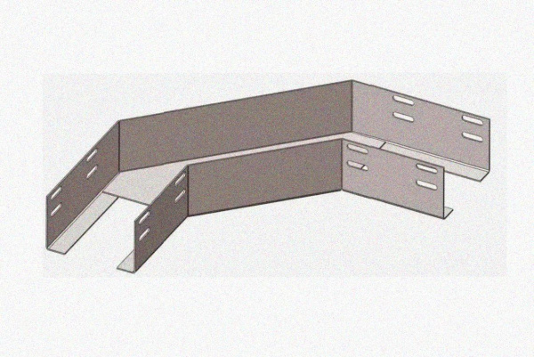 Лоток угловой замковый перфорированный КГЗ 150х100-90 УХЛ1 поворот на 90, оцинкованный лист, S1,5