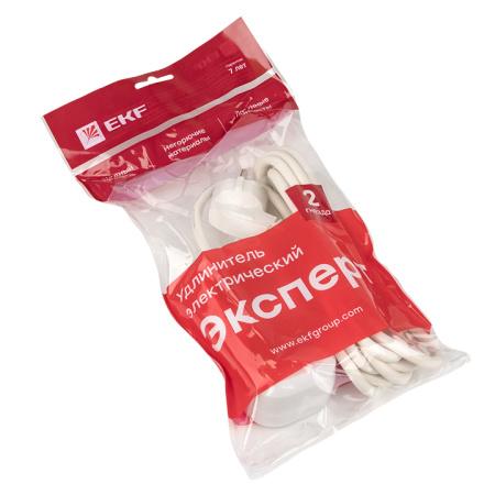 Удлинитель "Эксперт" 2 гнезда 3 метра 16А/3,5кВт с заземлением ПВС 3х1 PROxima EKF