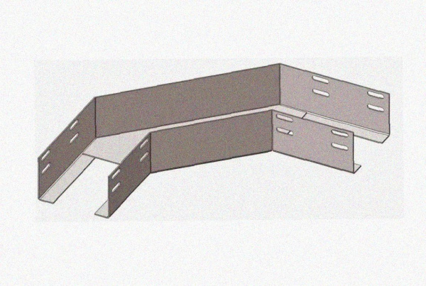 Лоток угловой перфорированный КГ 300х300-90 УТ1,5 поворот на 90, оцинкованный лист, S1,5