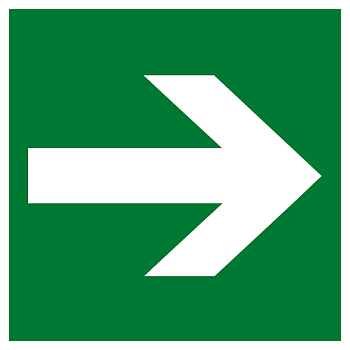 Знак эвакуационный E 02-01 "Направляющая стрелка" 200х200 мм, пластик с покрытием фотолюминесцентным ГОСТ Р 12,4,026-2001 EKF