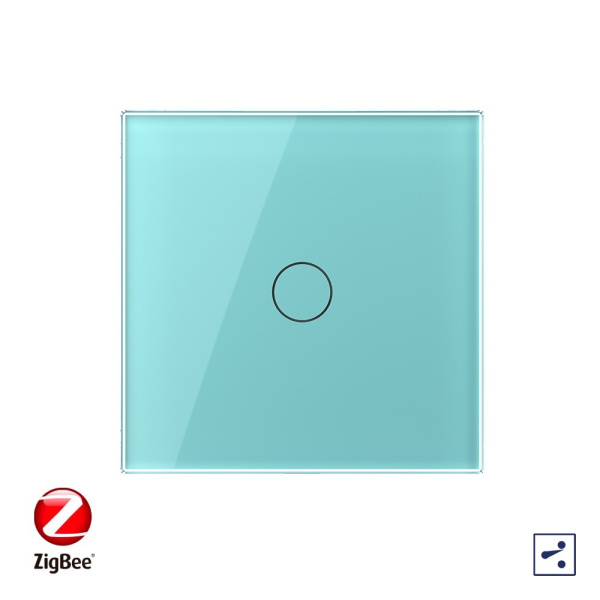 Сенсорный проходной выключатель ZigBee (Wi-Fi) 1 клавиша 1 пост Зеленый Livolo