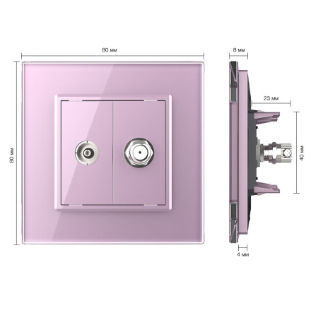 Розетка ТВ/Спутниковая SAT Розовая Livolo