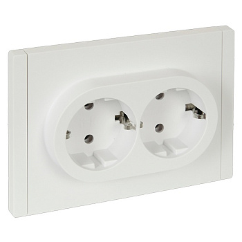 FORTE&PIANO Розетка 2-местная с заземлением без защитных шторок безвинтовое крепление 16А FP224 белый IEK