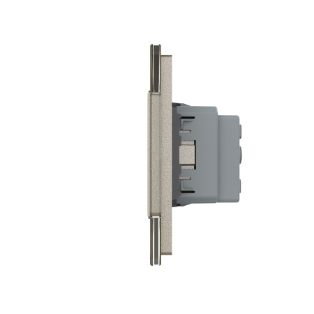 Сенсорный выключатель 4 клавиши (2-2) с розеткой 3 поста, цвет шампань Livolo