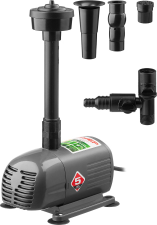 Насос фонтанный, ЗНФЧ-25-2.0, для чистой воды, напор 2,0 м, насадки: колокольчик, гейзер, каскад, 38 Вт, 25 л/мин ЗУБР
