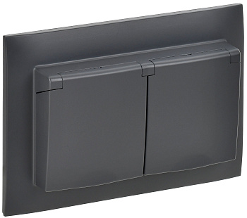 SKANDY Розетка 2-местная и крышкой 16А в сборе IP44 SK-R12T титан IEK