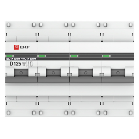 Выключатель автоматический ВА МОД 4П 125А D 10кА ВА 47-100M без теплового расцепителя PROxima EKF