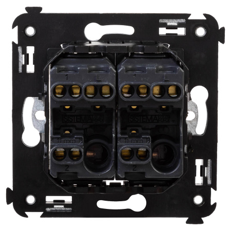 Переключатель двухклавишный в стену, "Avanti", "Закаленная сталь" DKC