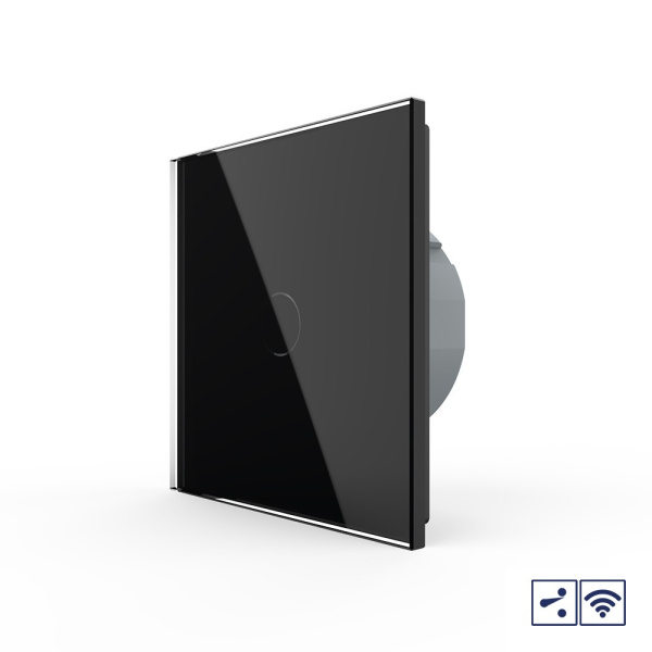 Сенсорный проходной радиоуправляемый выключатель 1 клавиша 1 пост Черный Livolo