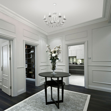 Люстра с двойным креплением 8*E14 60Вт белый с золотом IP20 Tomas (60018/8 белый с золотом) Eurosvet