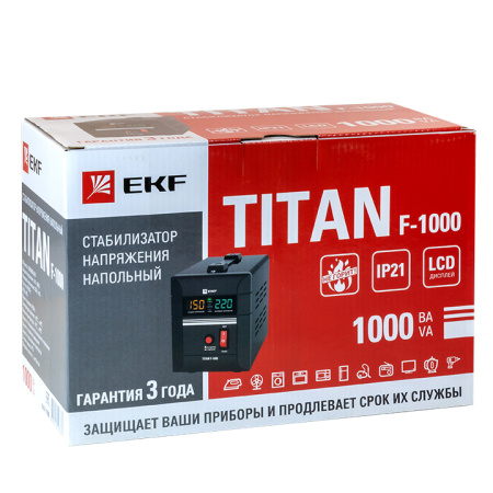 Стабилизатор напряжения напольный TITAN F-1000 PROxima EKF