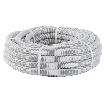 Труба гофр, ПВХ с протяжкой d20 мм (10 м) серая EKF-Plast