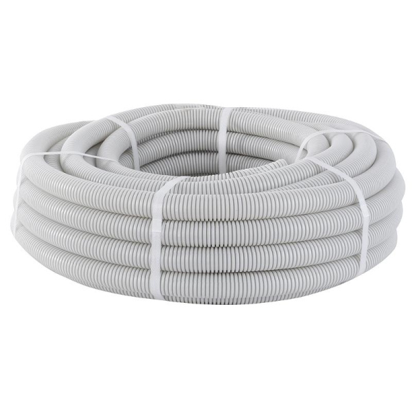 Труба гофр, ПВХ с протяжкой d25 мм (10 м) серая EKF-Plast