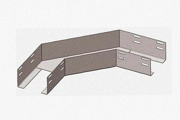 Лоток угловой глухой КГГ 100х50-135 УХЛ1 поворот на 135, оцинкованный лист S1,0