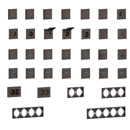 Donel S08 мокко накладка для розетки Schuko с зарядным устройством USB A+C, со шторками 16A 250 В~,серия DB