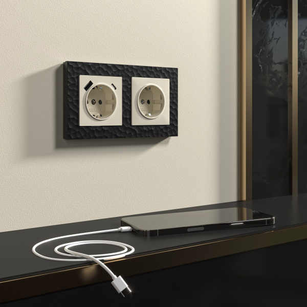 Розетка с быстрой зарядкой USB Type A+С слоновая кость Werkel