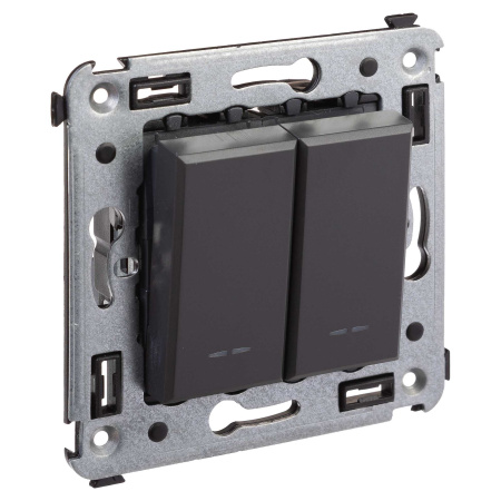 Переключатель двухклавишный в стену, "Avanti", "Черный матовый" DKC