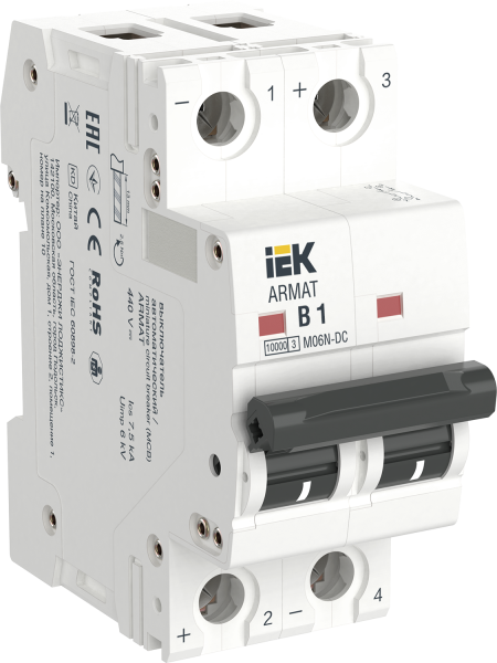 Выключатель автоматический ВА МОД M06N-DC 2П B 1А ARMAT IEK