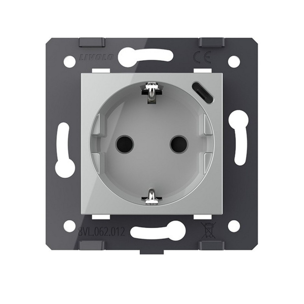 Розетка с з/з с защитными шторками 16A + USB type C с блоком питания 18W, цвет серый (мех.) Livolo Розетка с з/з с защитными шторками 16A + USB type C с блоком питания 18W, цвет серый (мех.) Livolo